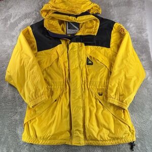 Vintage 90s CB Sports Assault Windbreaker Jacket XL Yellow Hooded Fishing USA